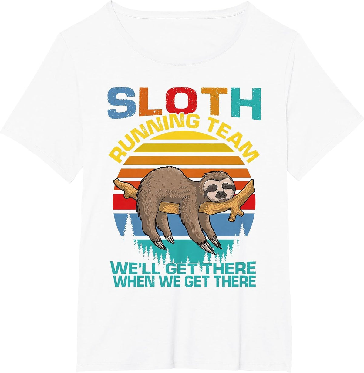 Vintage Sloth Running Team We'll Get There Funny Sloth T-Shirt - White