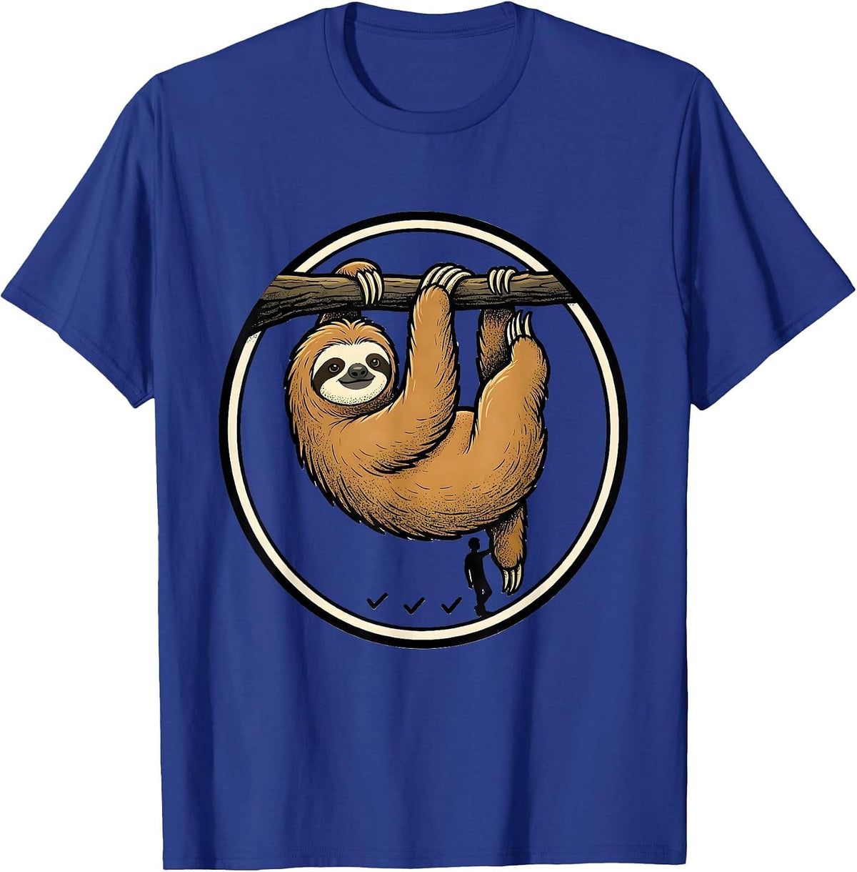 Sloth Lazy Humor Animal Lover Cartoon Novelty T-Shirt - Royal Blue