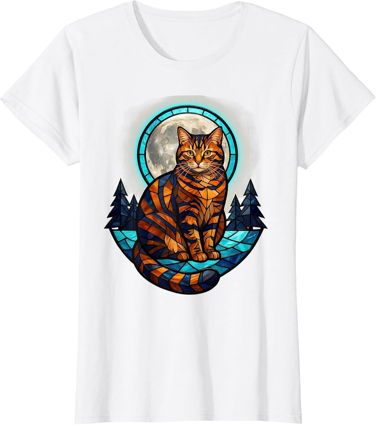 Orange Tabby Cat Howling at Moon 90's Retro T-Shirt - White