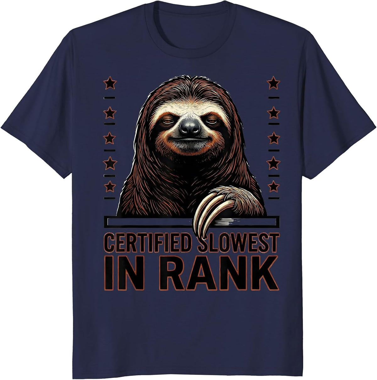 Men's Certified Slowest In Rank Funny Sloth Lover Gift T-Shirt - Navy Blue