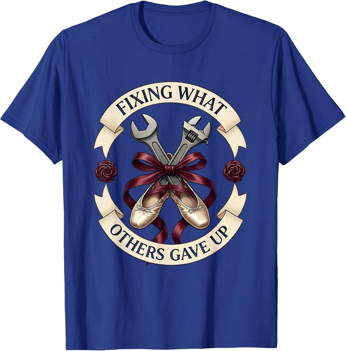 Fixing What Others Gave Up Mechanic Design T-Shirt - Royal Blue