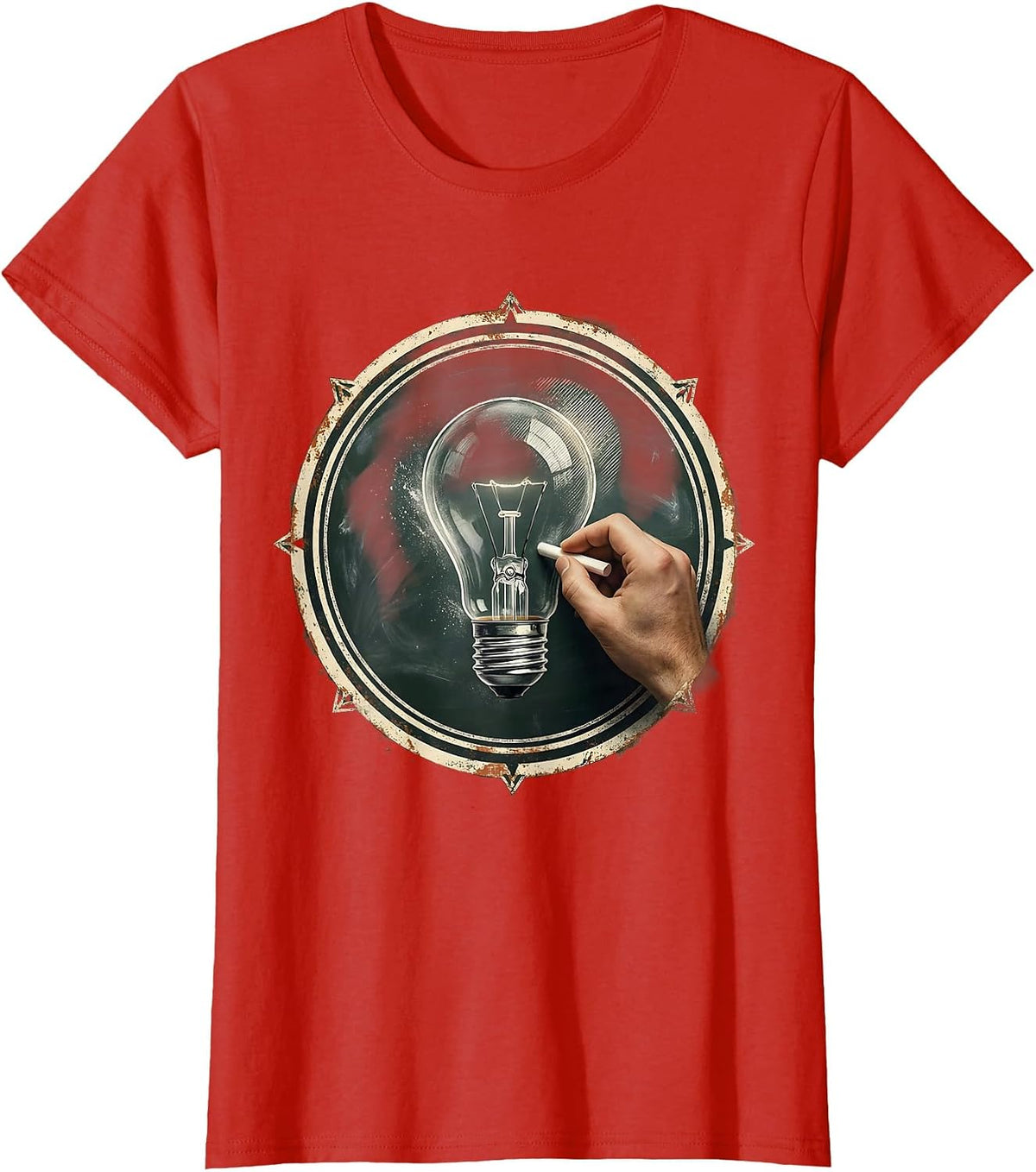 4th Grade Teacher Chalkboard Lightbulb Design T-Shirt - Red