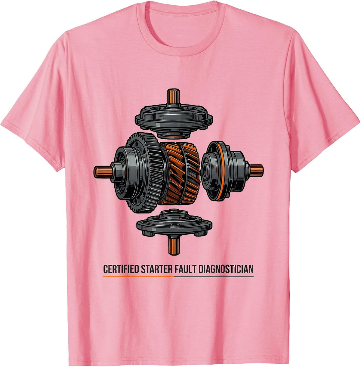 Men's Certified Starter Fault Diagnostician Funny Mechanic Auto T-Shirt - Pink