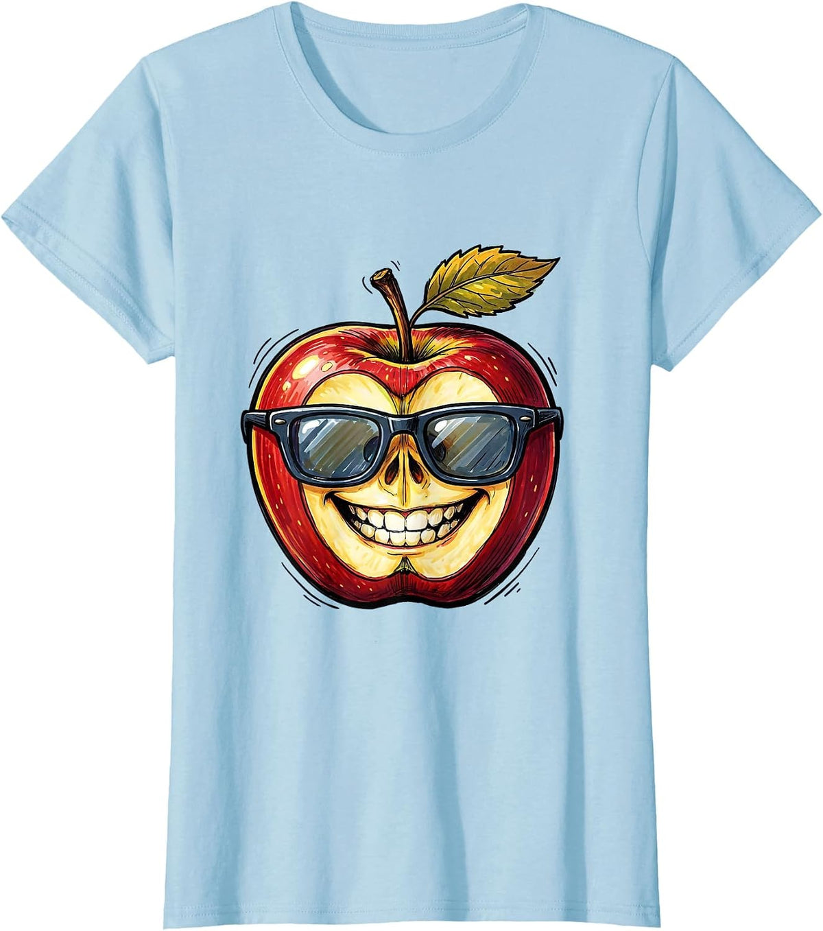 Women's Friyay Cool Apple Teacher Graphic Design T-Shirt - Baby Blue