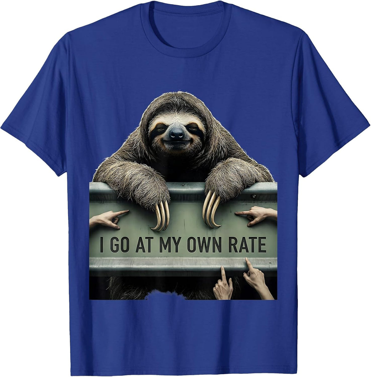 Men's I Go At My Own Rate Funny Sloth Lover Animal Humor Gift T-Shirt - Royal Blue