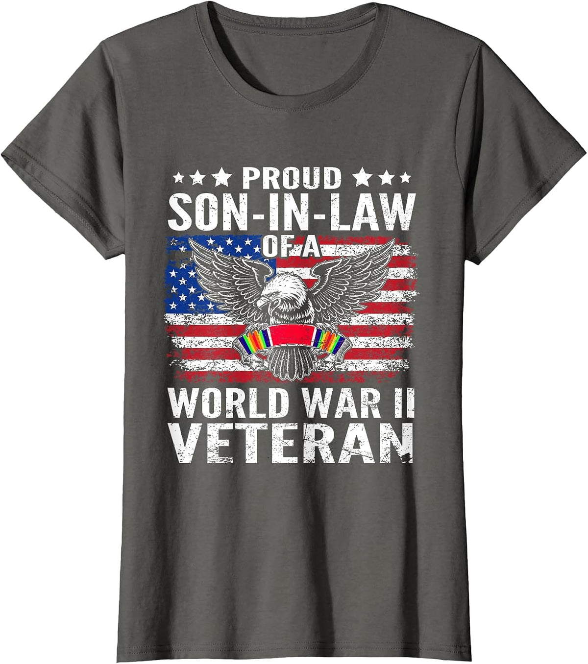 Proud Son-in-Law of A WWII Veteran World War 2 US Vet T-Shirt - Asphalt Grey