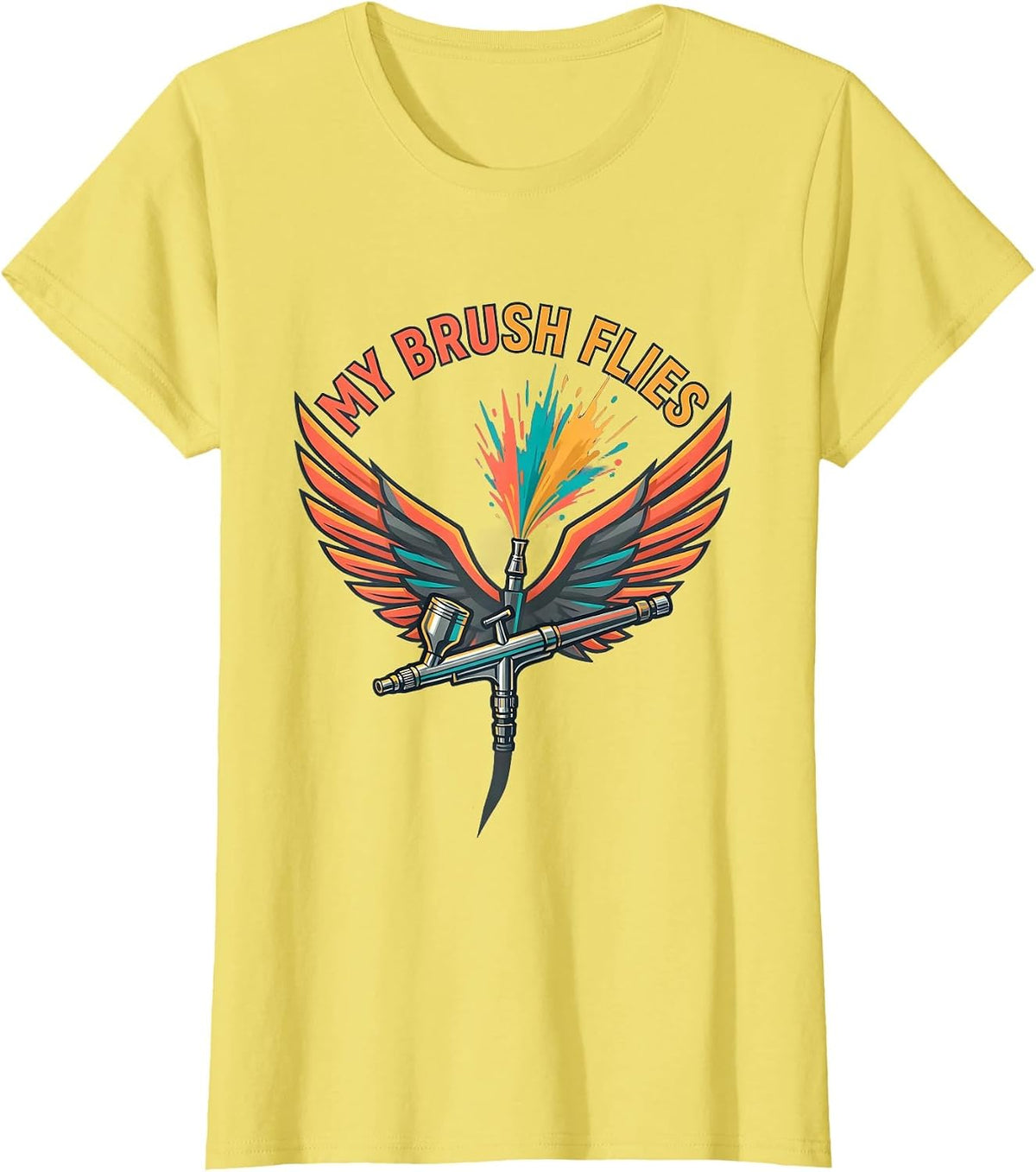 My Brush Flies Airbrush Artist Design T-Shirt - Lemon Yellow