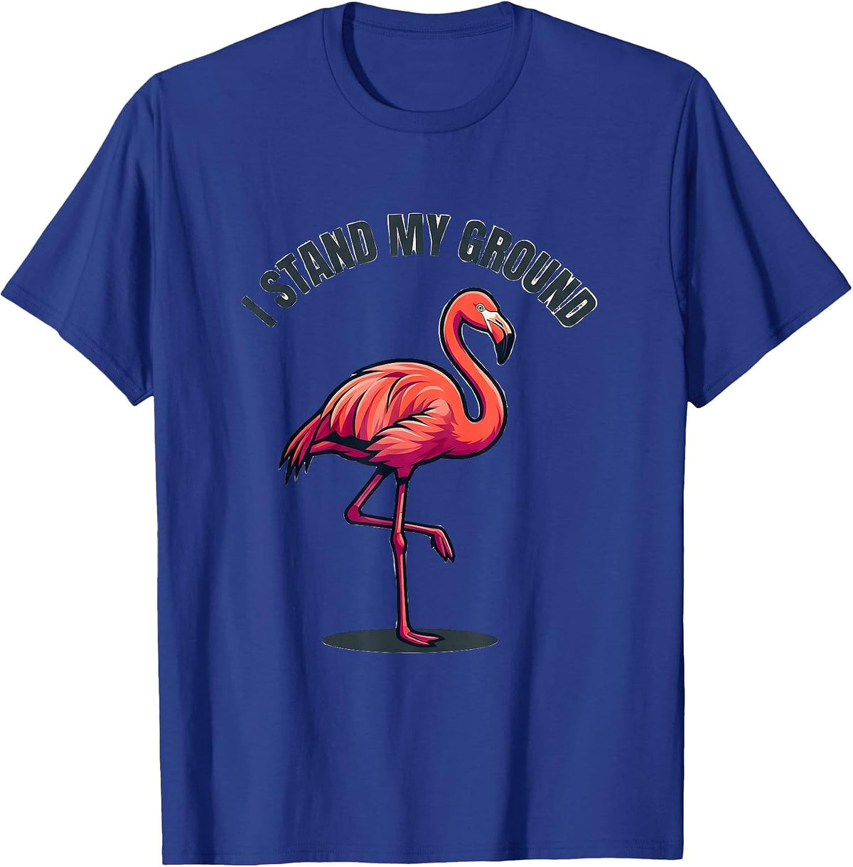 Men's I Stand My Ground Funny Pink Flamingo Bird Lover Humor T-Shirt - Royal Blue