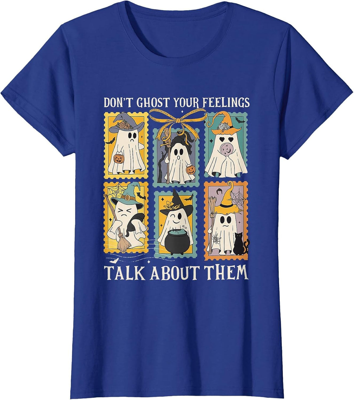 Retro Halloween Mental Health Don't Ghost Your Feelings T-Shirt - Royal Blue