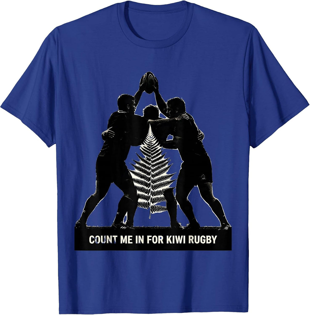 Count Me In For Kiwi Rugby Silhouette Rugby Fan New Zealand T-Shirt - Royal Blue