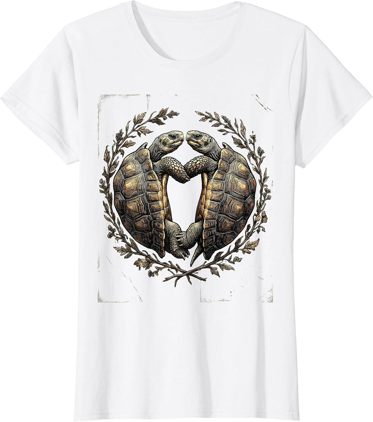 Two Turtles Heart Shell Love Graphic T-Shirt - White
