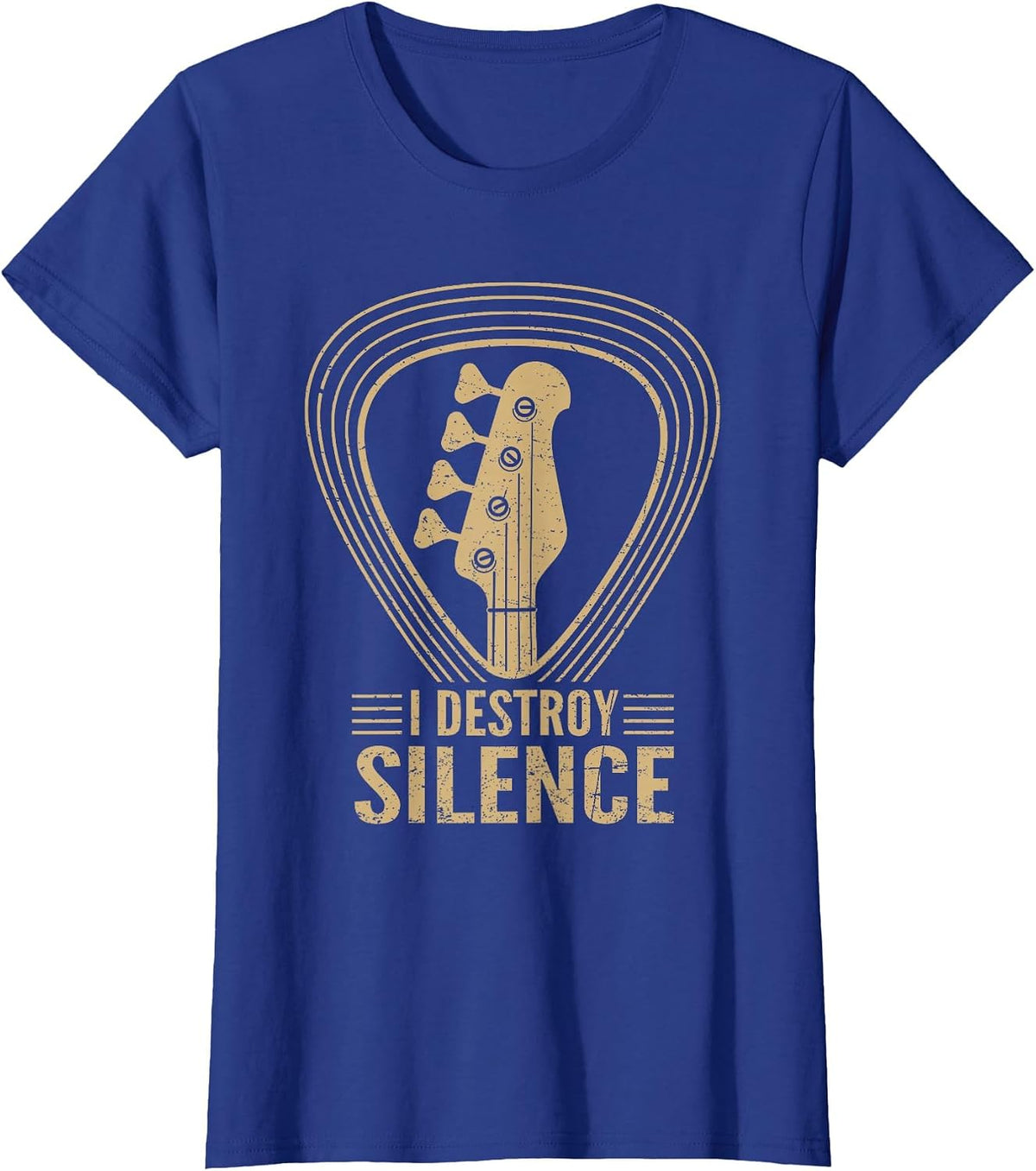 I Destroy Silence Funny Bass Guitar Player Bassist Saying T-Shirt - Royal Blue