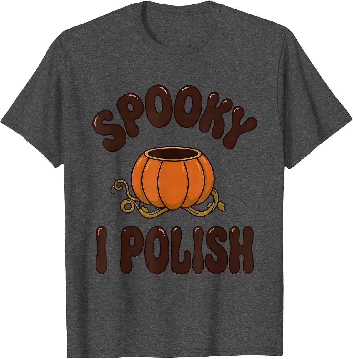 Spooky I Polish Retro 70s Dental Hygienist Halloween Humor T-Shirt - Dark Heather Grey