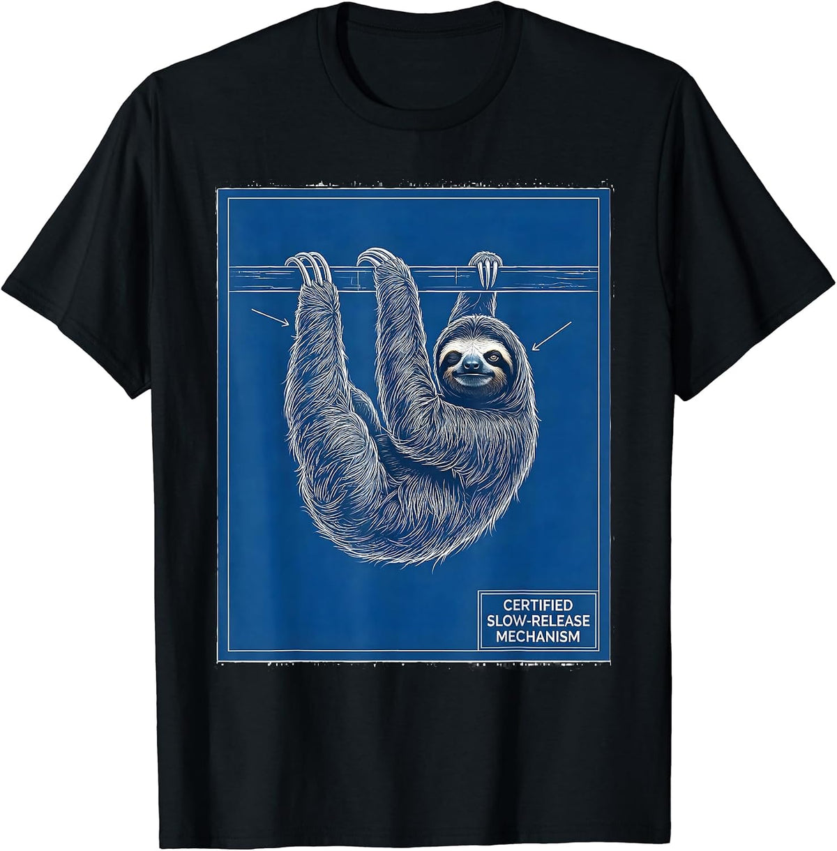 Men's Certified Slow-Release Mechanism Funny Sloth Lover Gift T-Shirt - Black