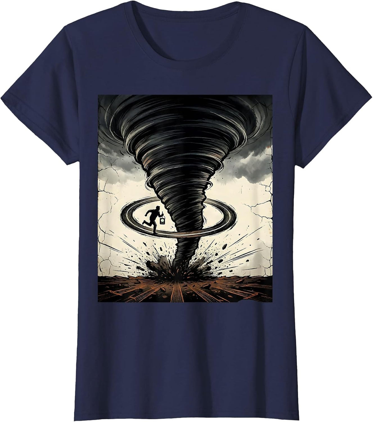 Women's Tornado Chaser Storm Chasing Enthusiast Humor T-Shirt - Navy Blue