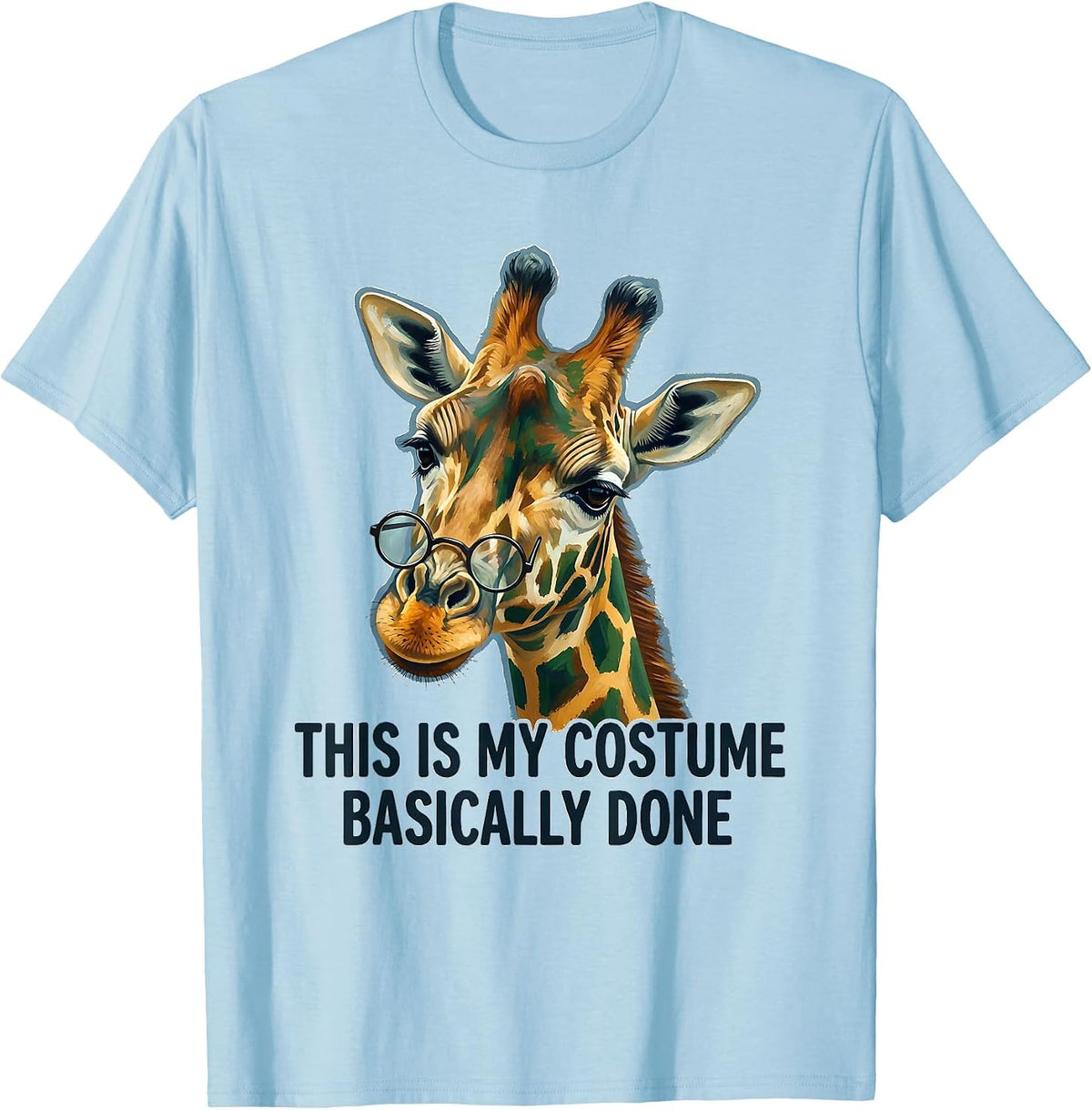Men's This Is My Costume Basically Done Funny Giraffe Sunglasses T-Shirt - Baby Blue