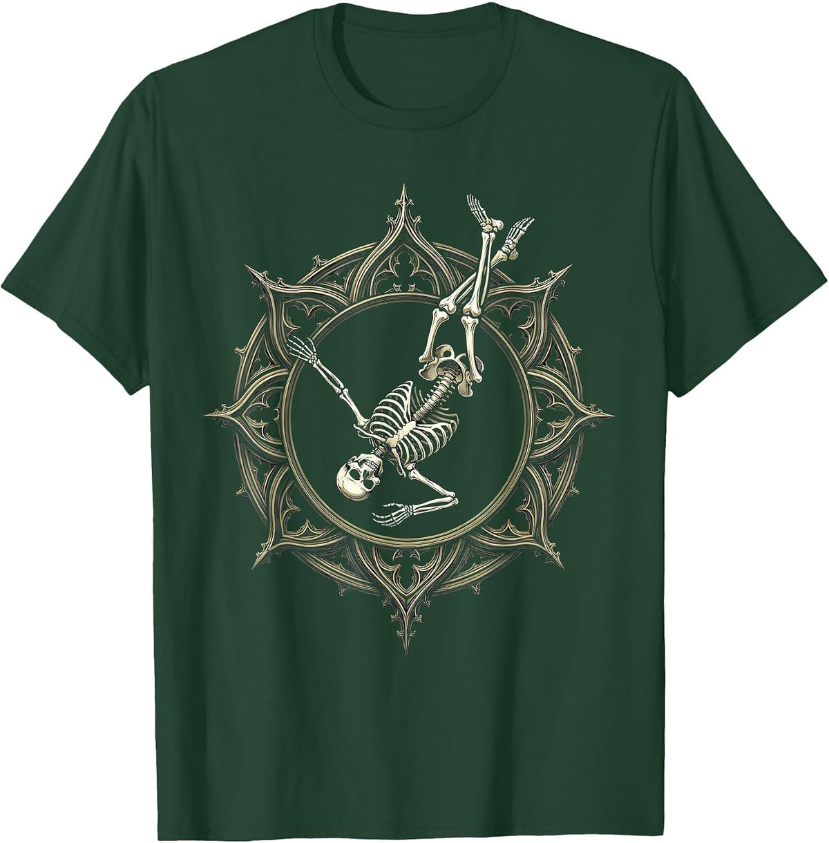 Men's Never Better Skeleton Backflip Graphic T-Shirt - Dark Green