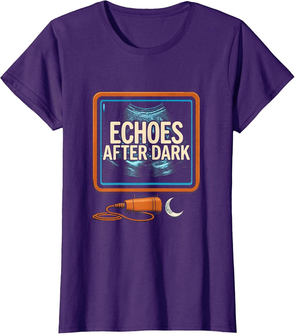 Women's Echoes After Dark Screenprint Sonographer Halloween T-Shirt - Purple