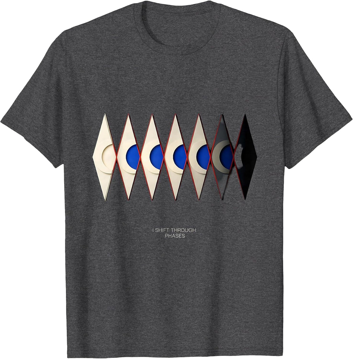 I Shift Through Phases Geometric Moon Phase Astronomy T-Shirt - Dark Heather Grey