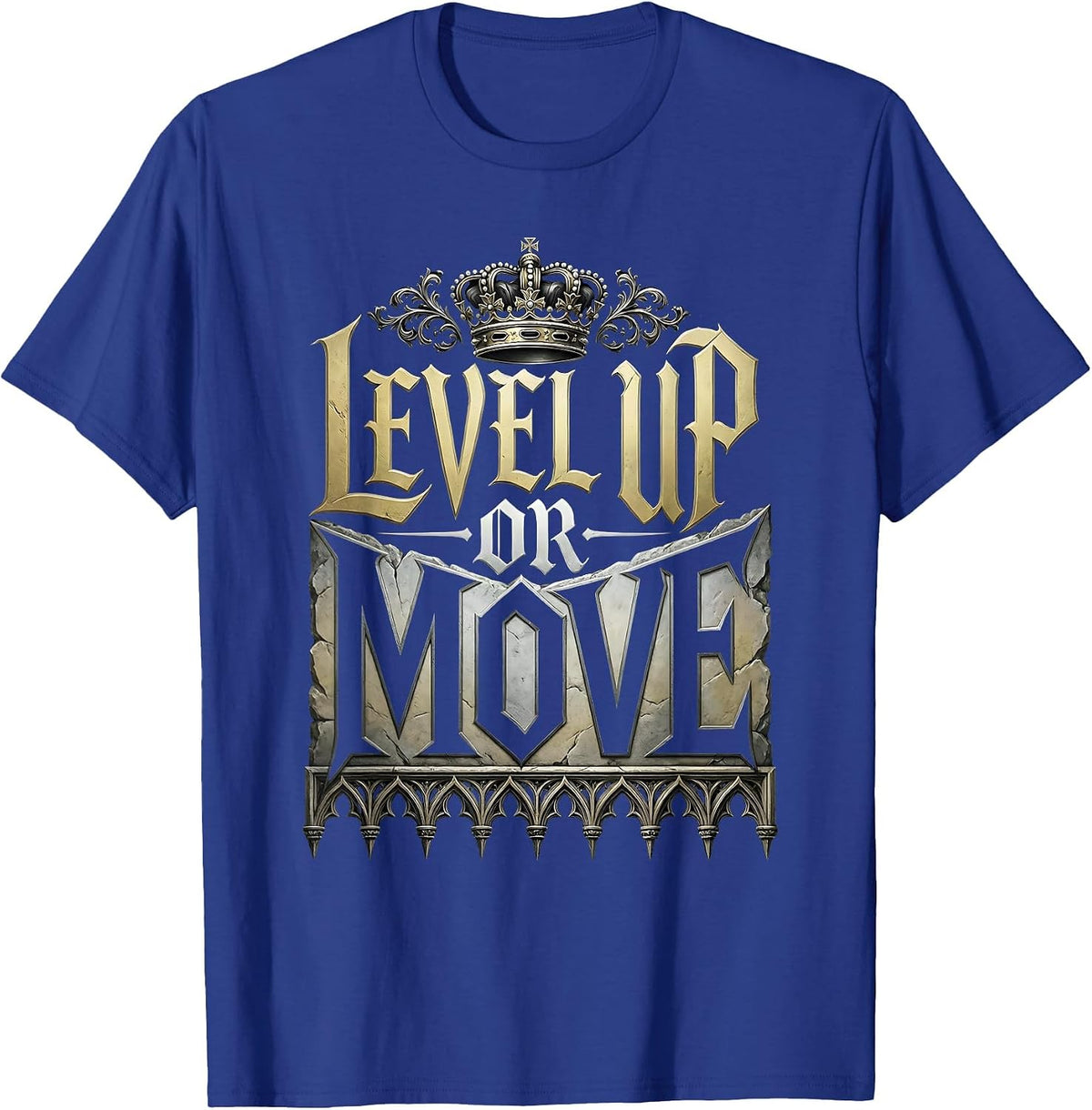 Men's Level Up or Move Boss Mindset Graphic Design T-Shirt - Royal Blue