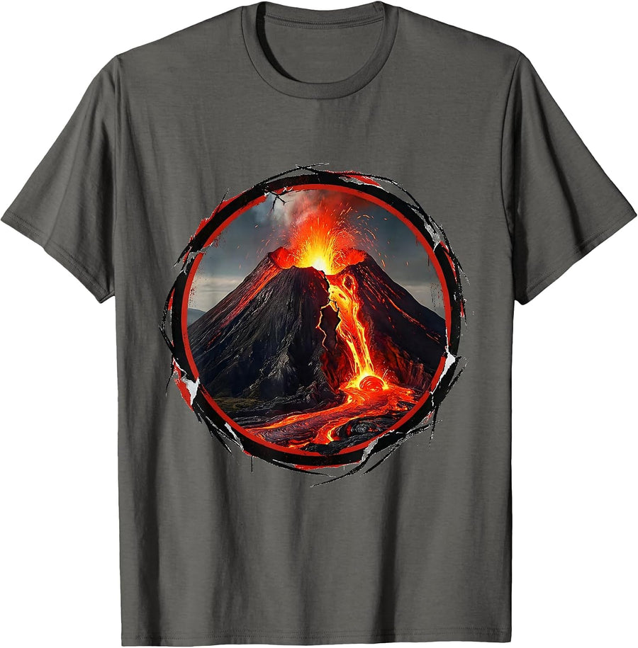Barely Contained Volcano Graphic Tee T-Shirt - Asphalt Grey
