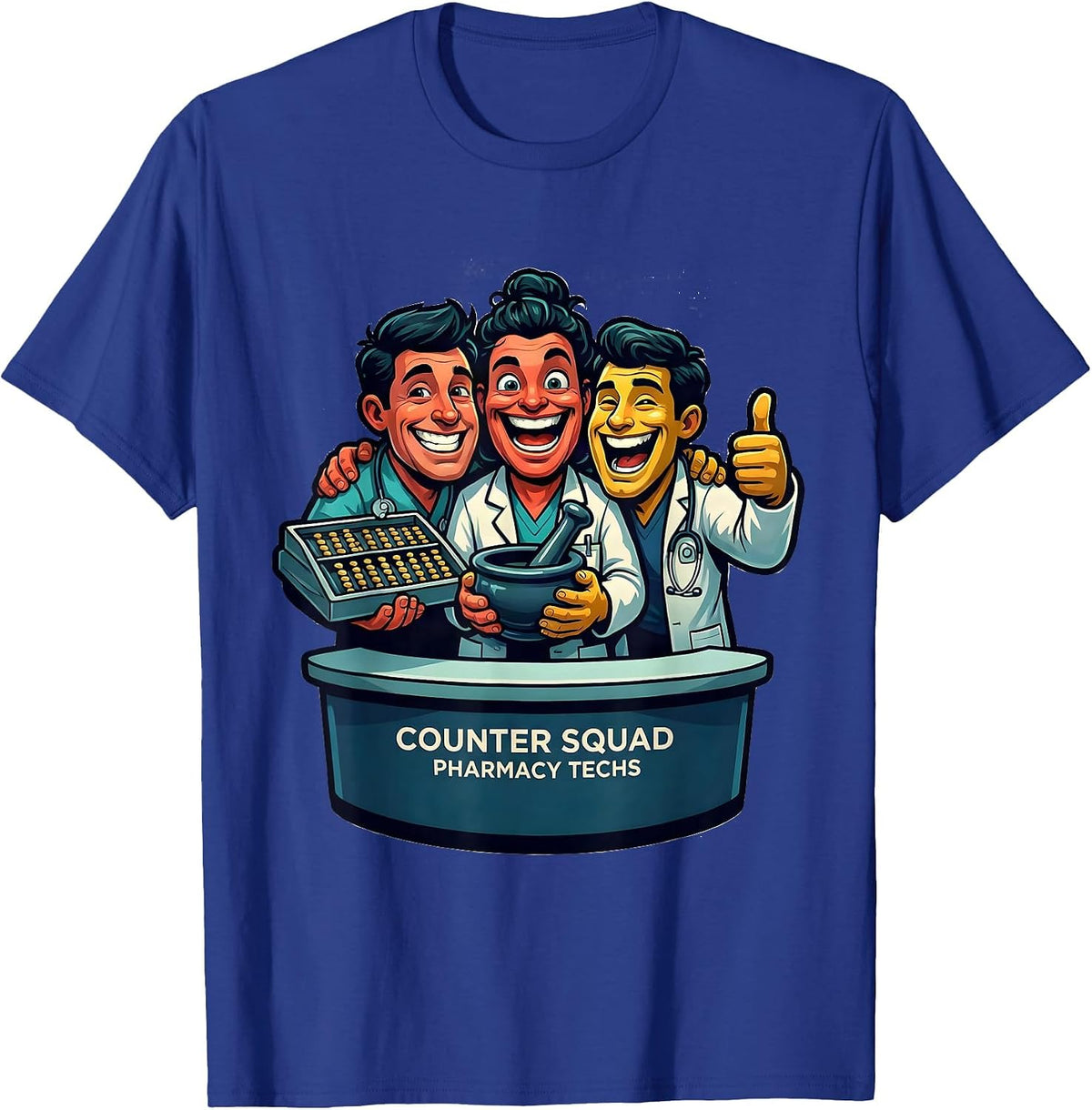 Counter Squad Pharmacy Techs Funny Pharmacy Technician Crew T-Shirt - Royal Blue