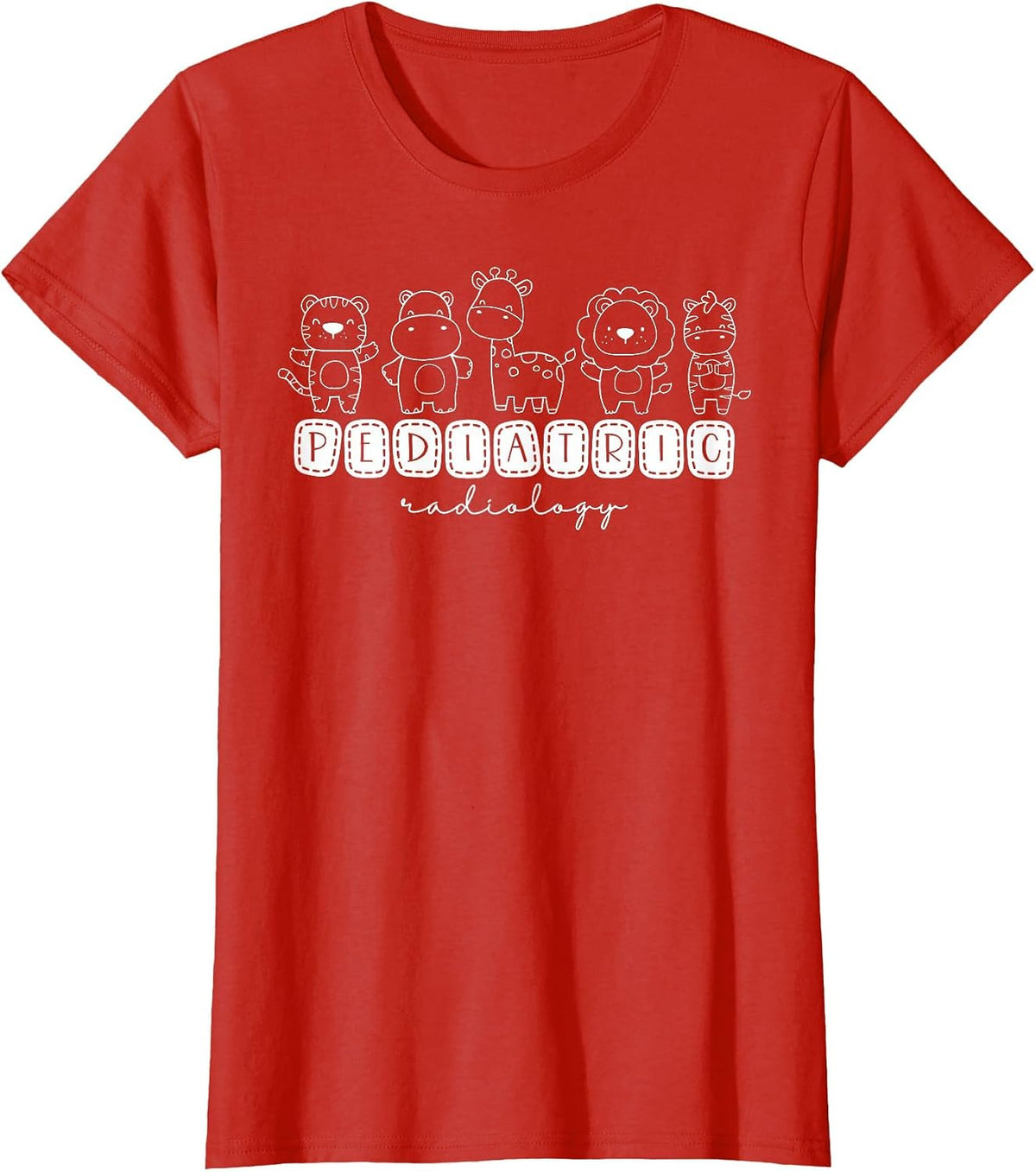 Cute Animals Pediatric Radiology PEDS Radiologist X-ray Tech T-Shirt - Red