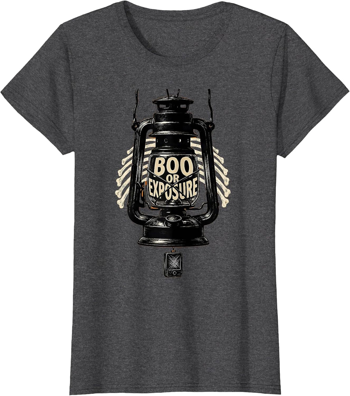 Women's Boo Or Exposure Scratchboard Radiology Tech Halloween T-Shirt - Dark Heather Grey