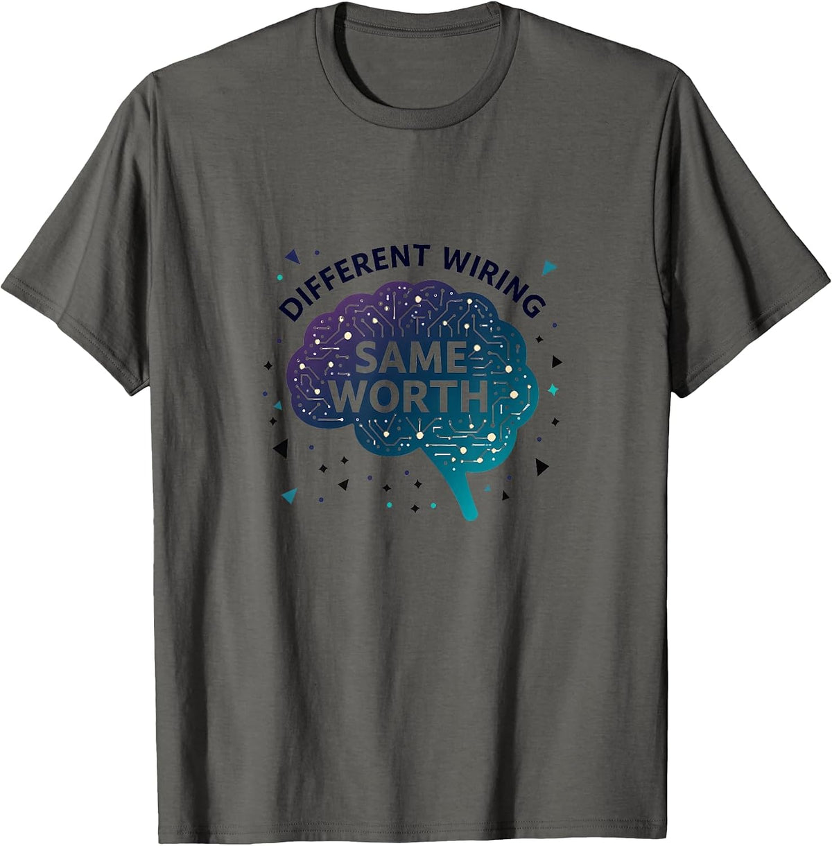 Different Wiring Same Worth ADHD Awareness T-Shirt - Asphalt Grey