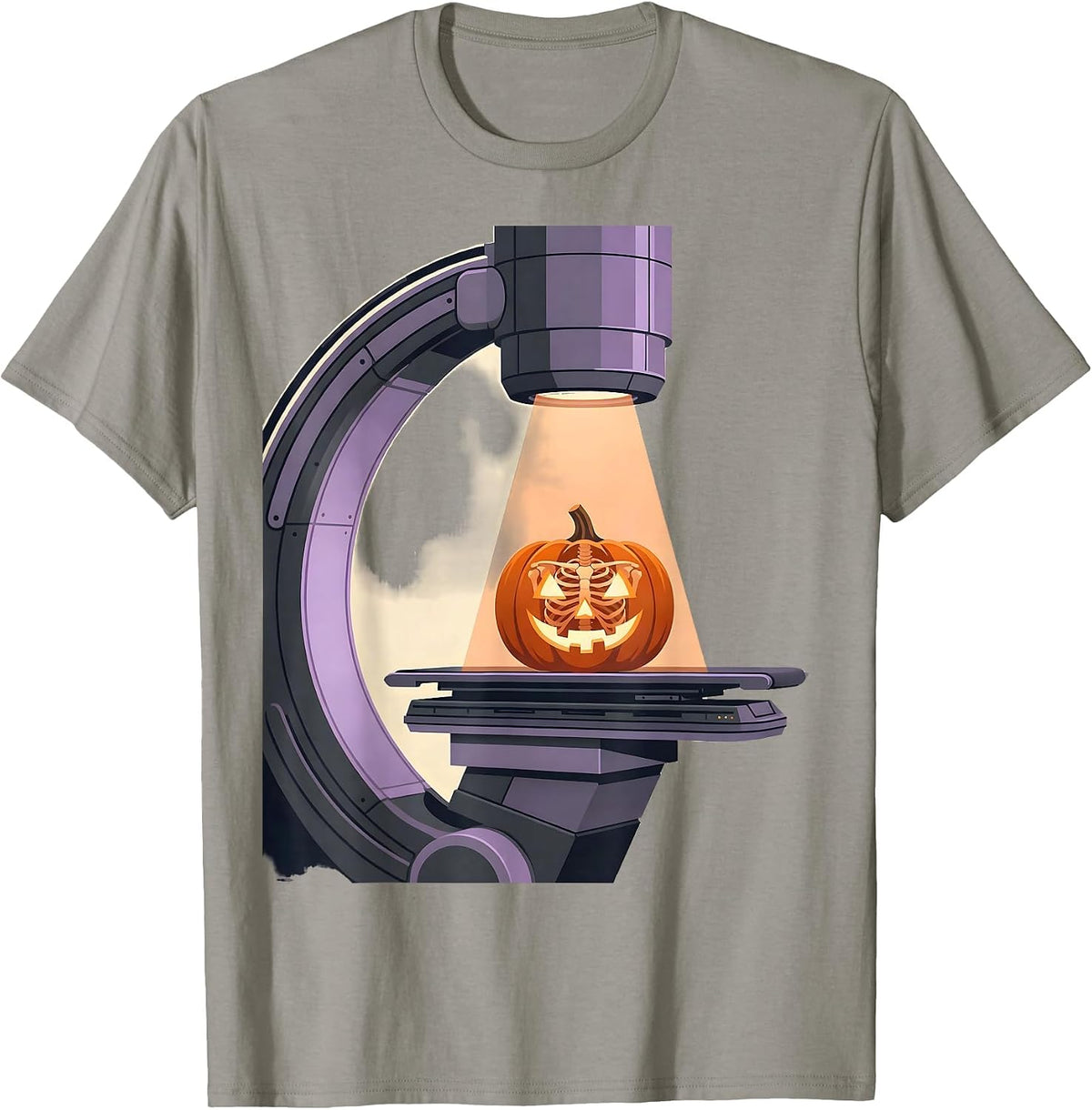 Men's C-Arm Halloween Radiology Tech Ghost Skeleton T-Shirt - Slate Grey
