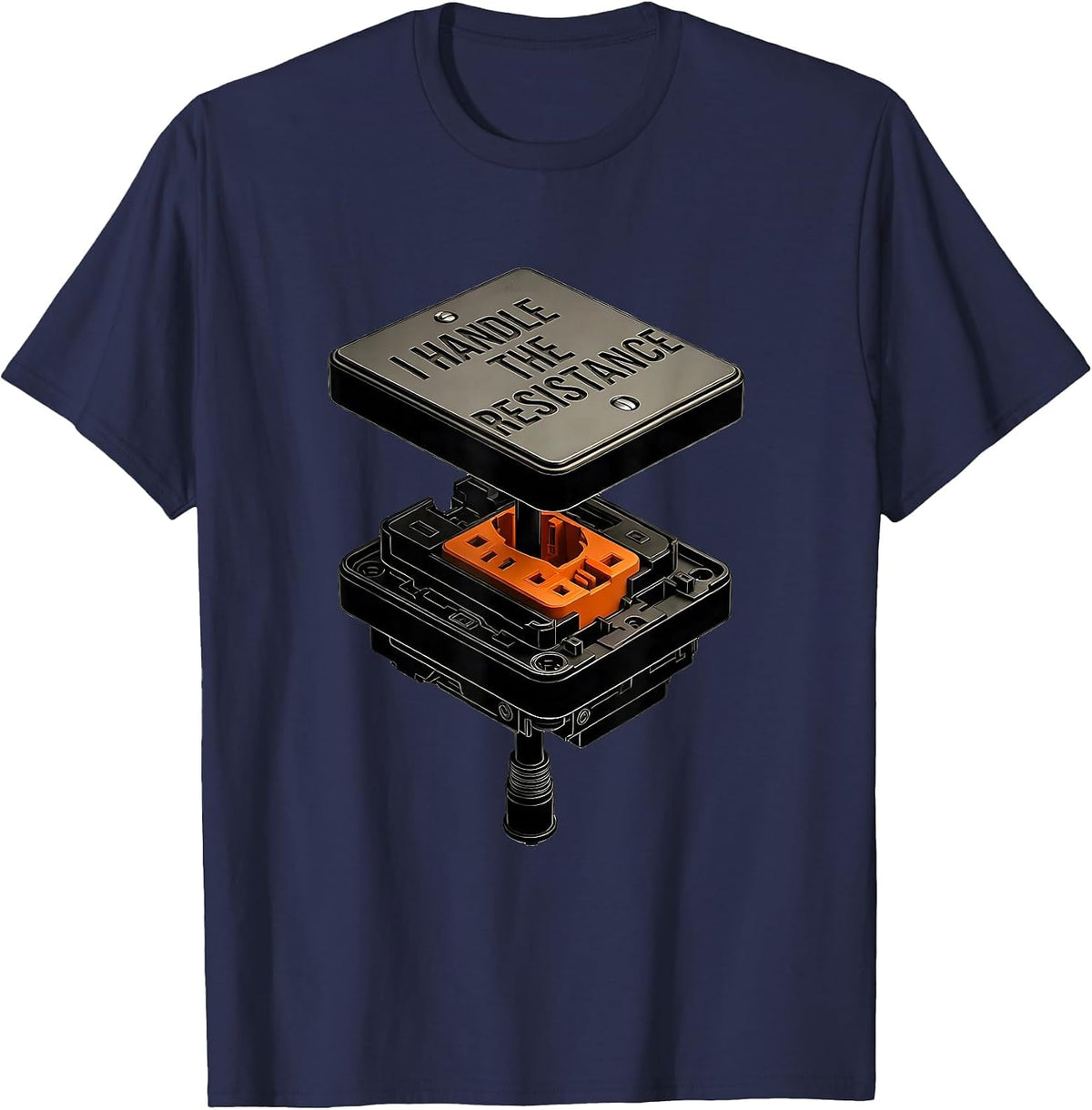 I Handle The Resistance Funny Electrician Skeleton Humor T-Shirt - Navy Blue