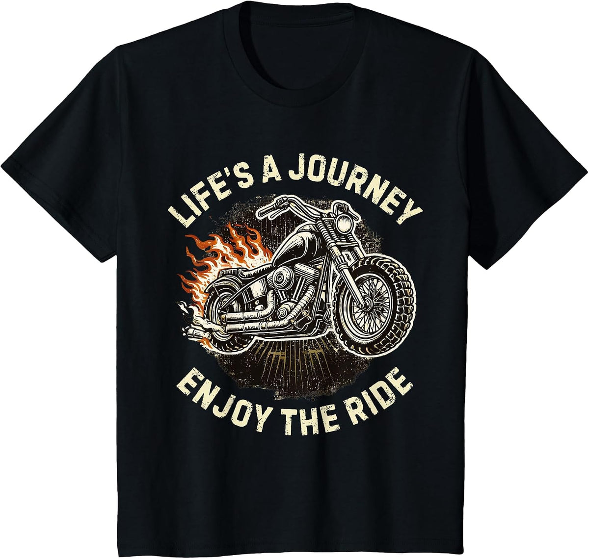 Biker Life's Journey Enjoy The Motorcycle Ride Tee Men Rider T-Shirt - Black