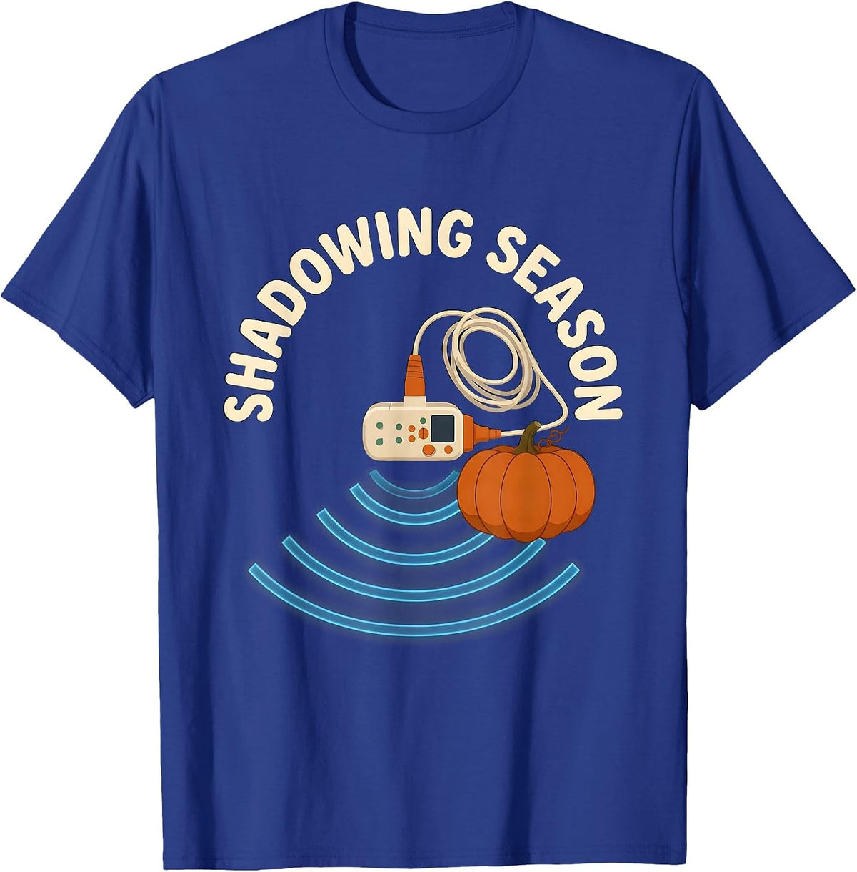 Shadowing Season Flat Vector Sonographer Halloween Workplace T-Shirt - Royal Blue
