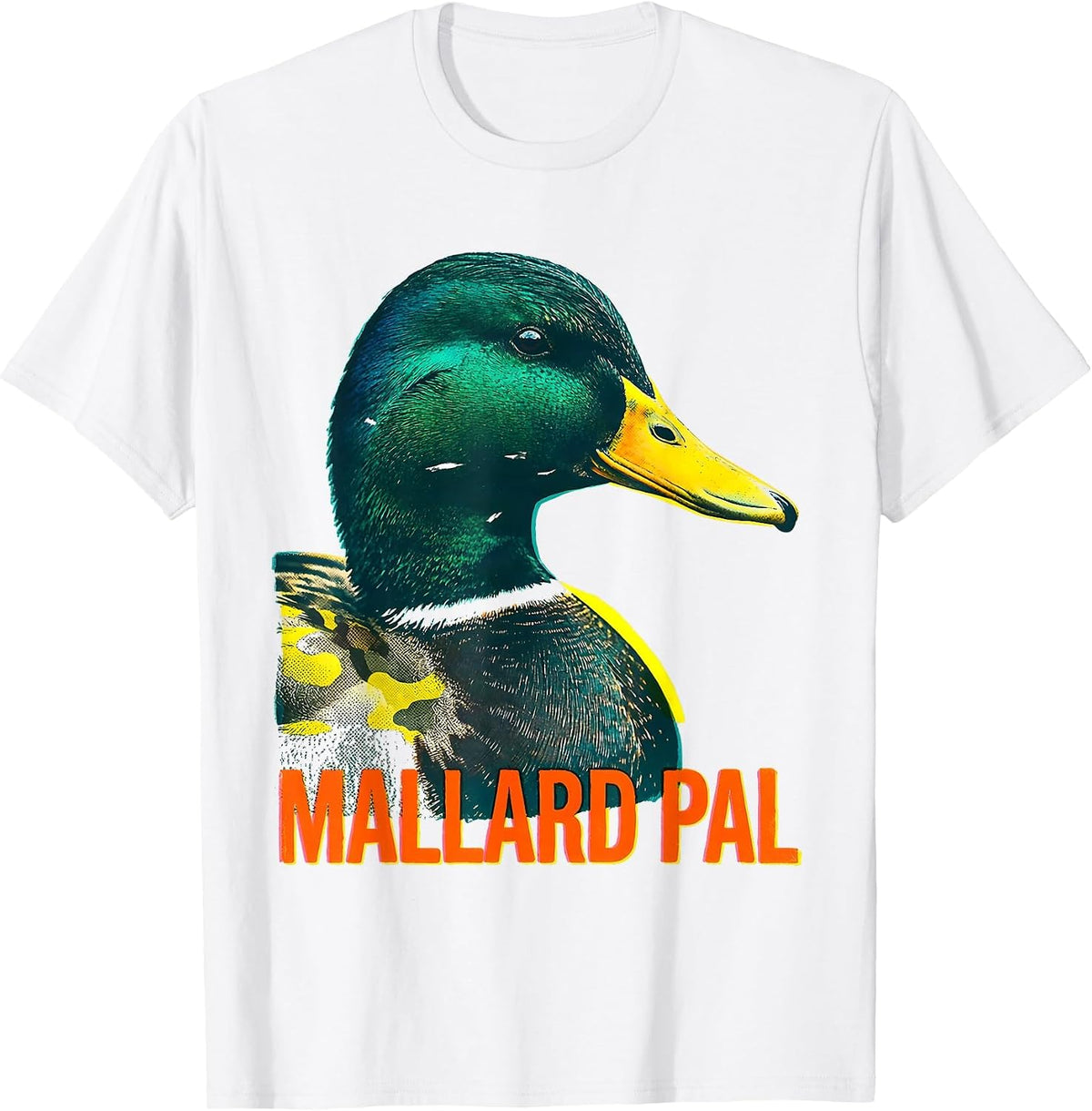 Men's Mallard Pal Risograph Camo Duck Hunting Youth Humor T-Shirt - White