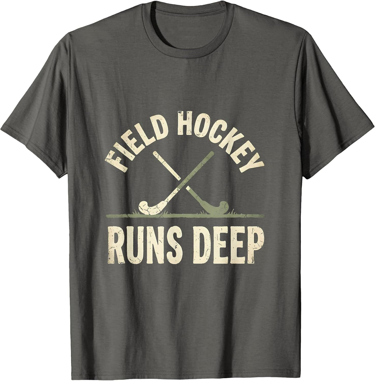 Field Hockey Runs Deep Passionate Player Design T-Shirt - Asphalt Grey