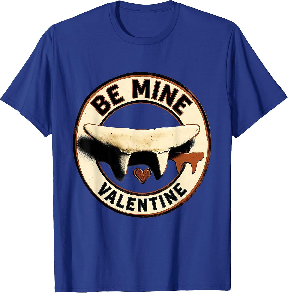 Shark Tooth Screenprint Poster Shark Lover Valentine Gift T-Shirt - Royal Blue