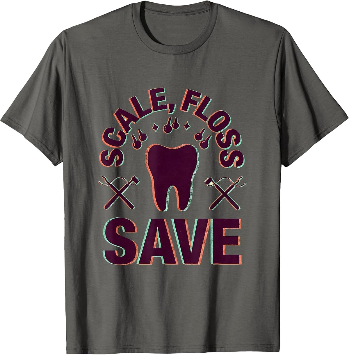 Men's Scale Floss Save Funny Dental Hygienist Humor T-Shirt - Asphalt Grey