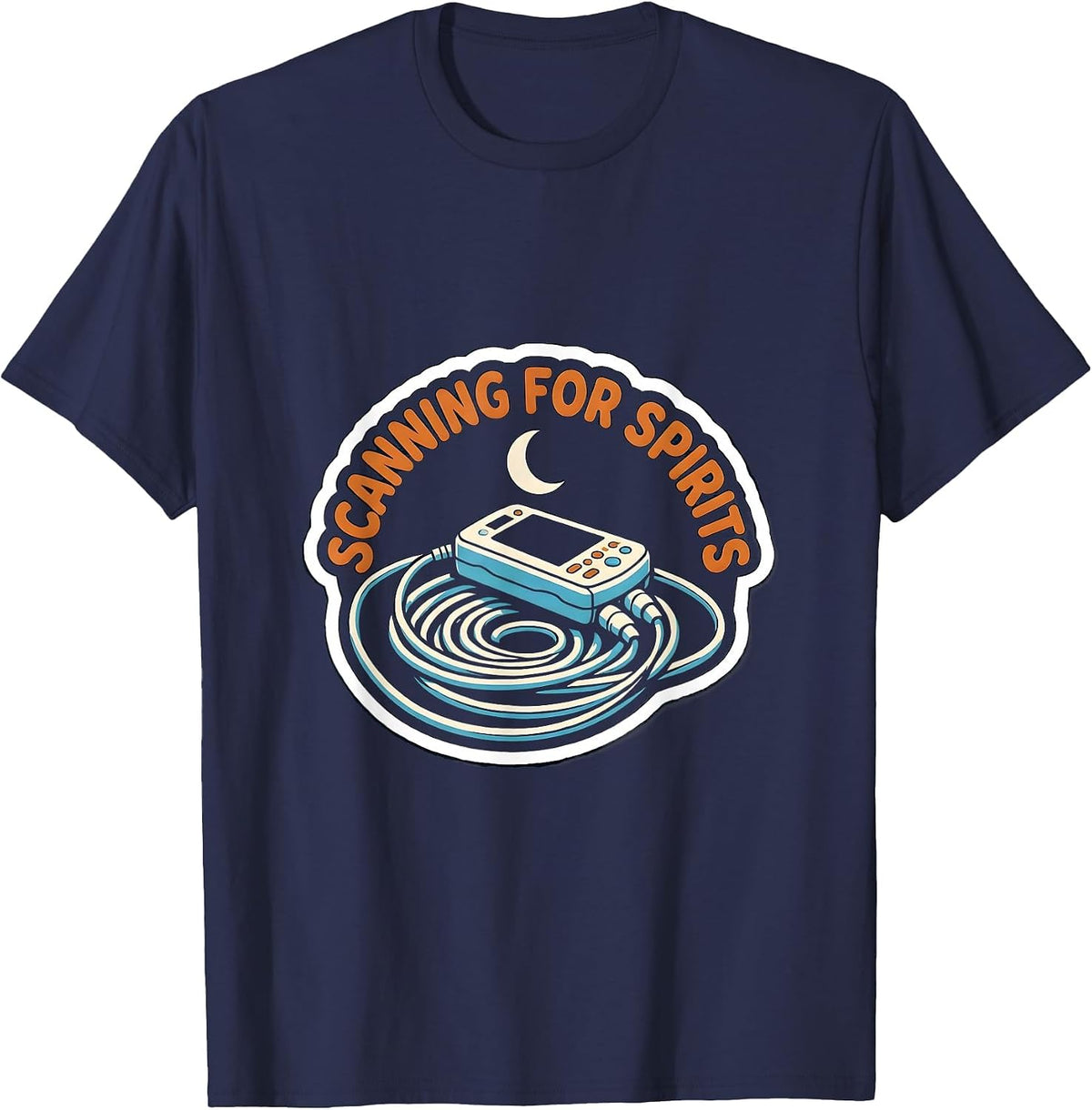 Scanning For Spirits Funny Sonographer Ultrasound Tech T-Shirt - Navy Blue
