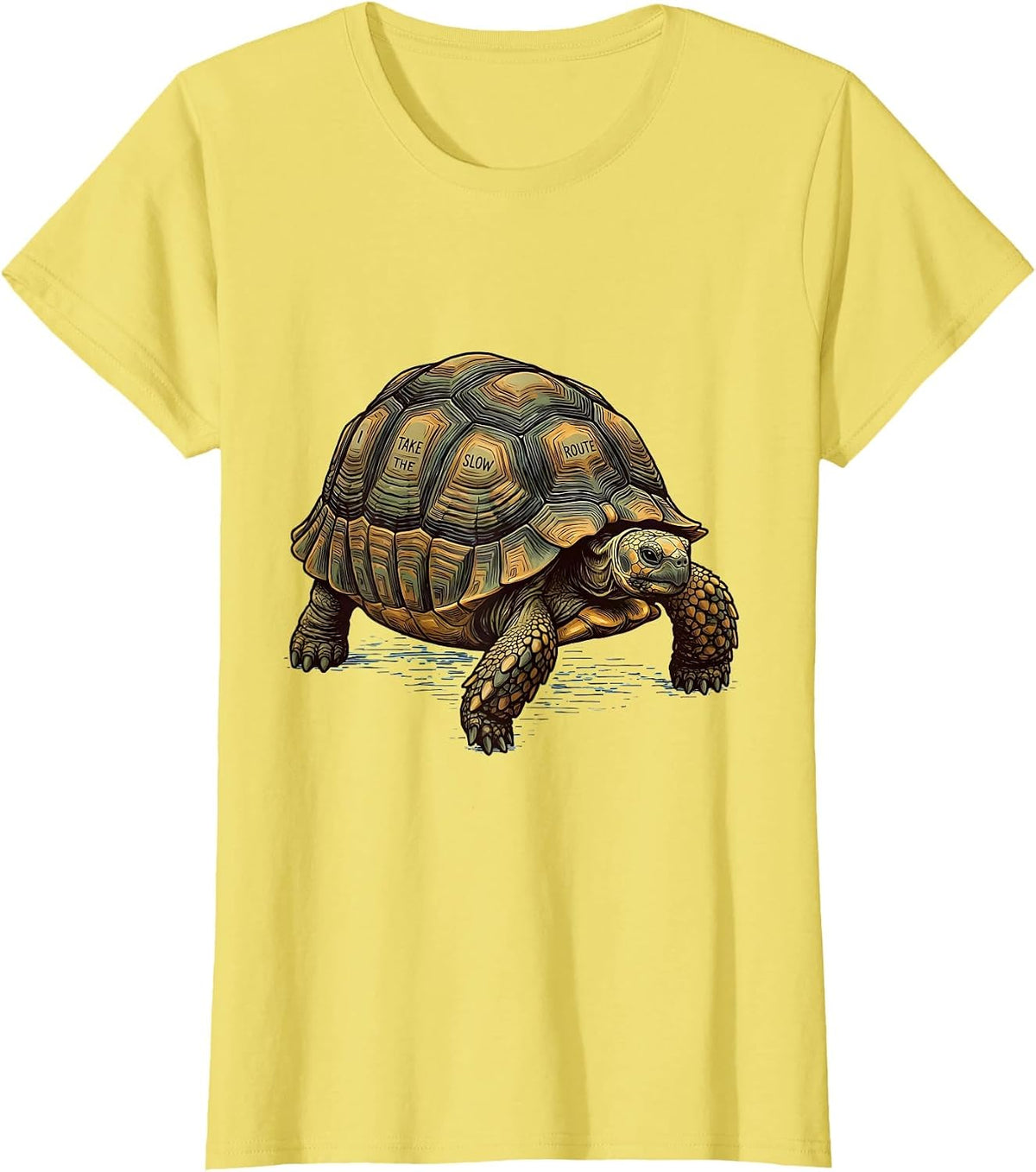 Women's I Take The Slow Route Funny Tortoise Lover Pet Humor T-Shirt - Lemon Yellow