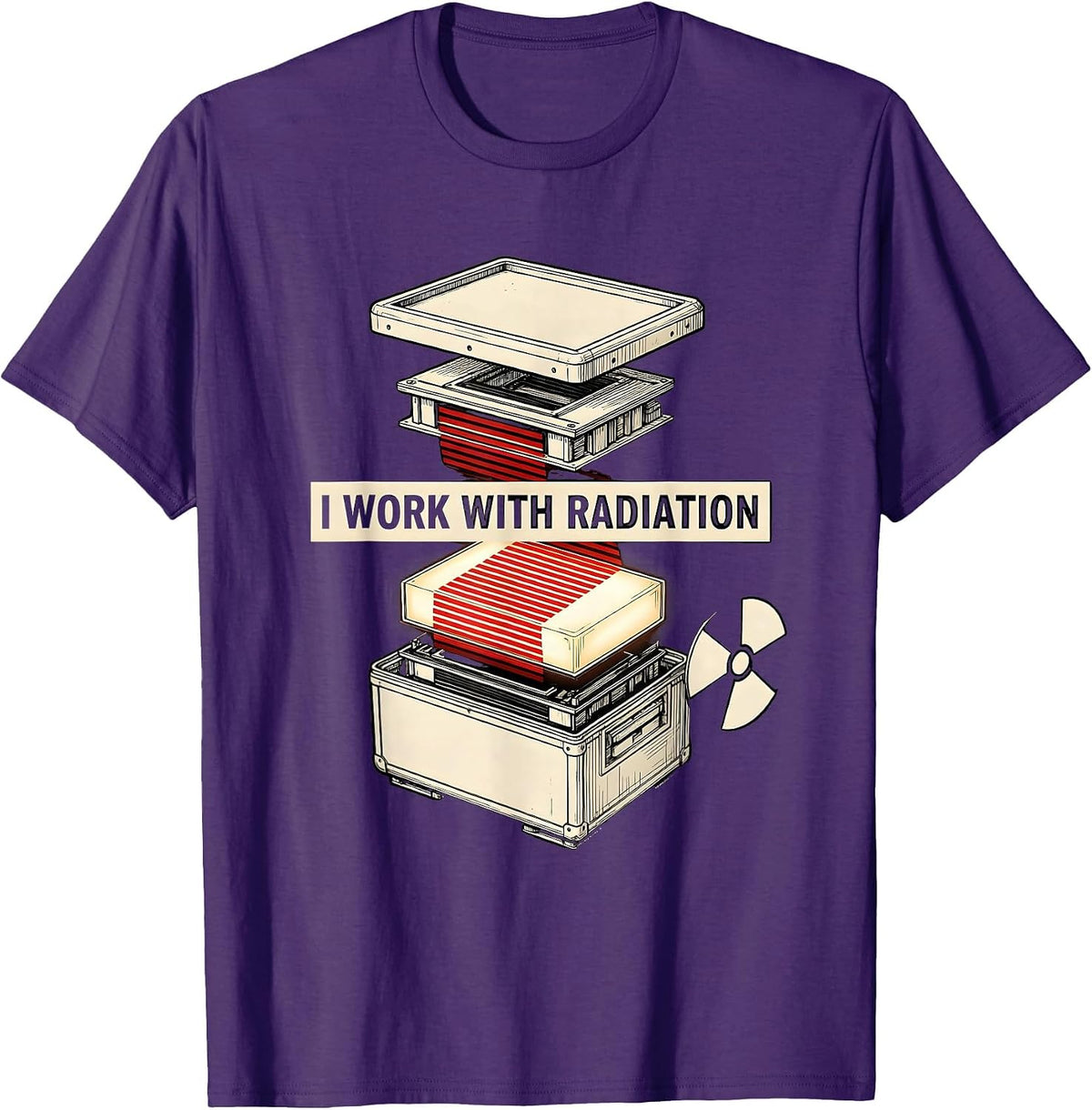 Men's I Work With Radiation Funny Radiology Tech X-Ray CT MRI T-Shirt - Purple