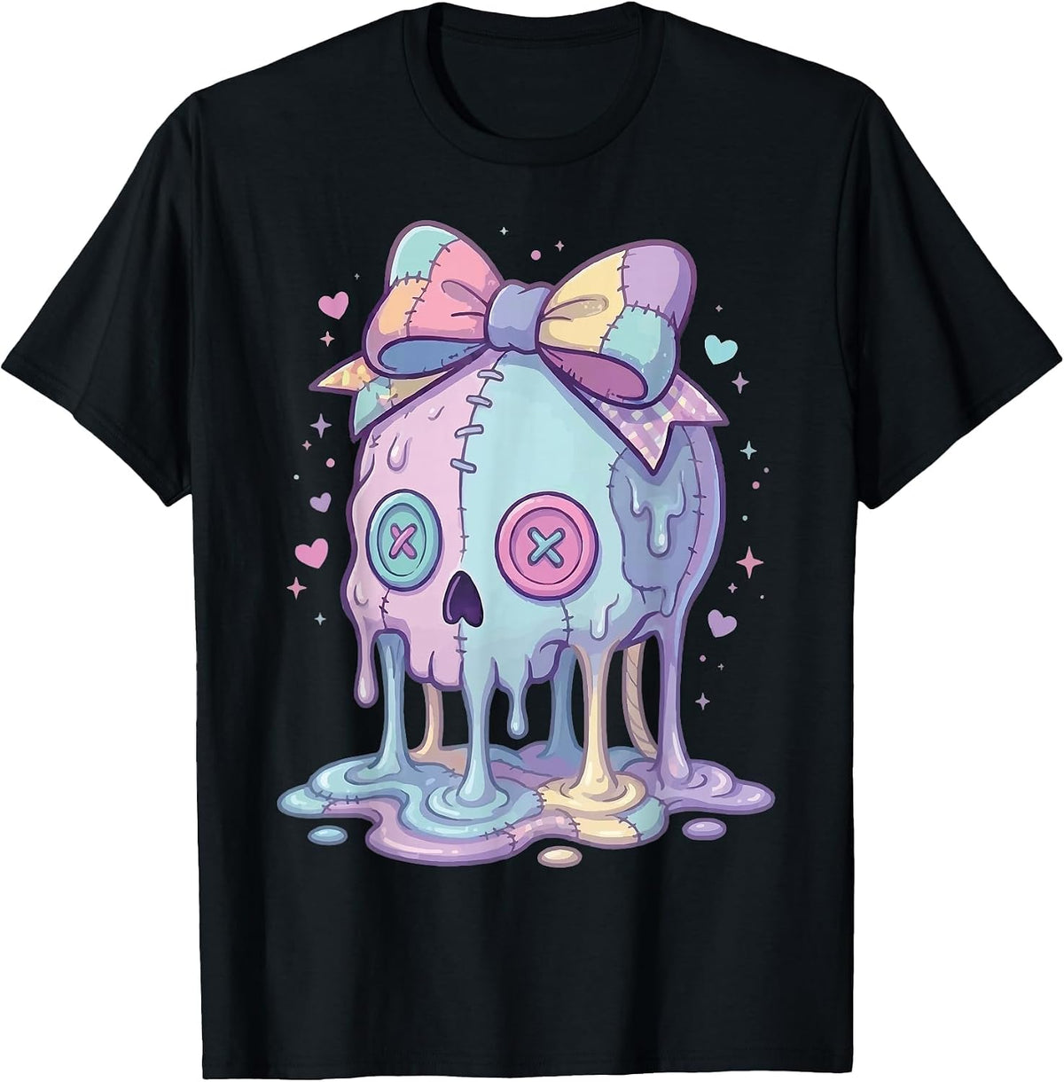 Melting Skull Pastel Goth Cute Aesthetic T-Shirt - Black