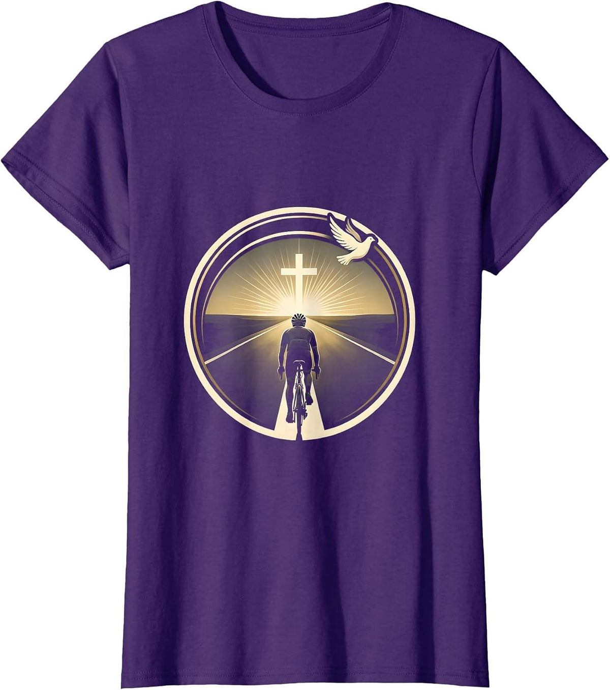 Women's Cyclist Silhouette Open Road Graphic T-Shirt - Purple