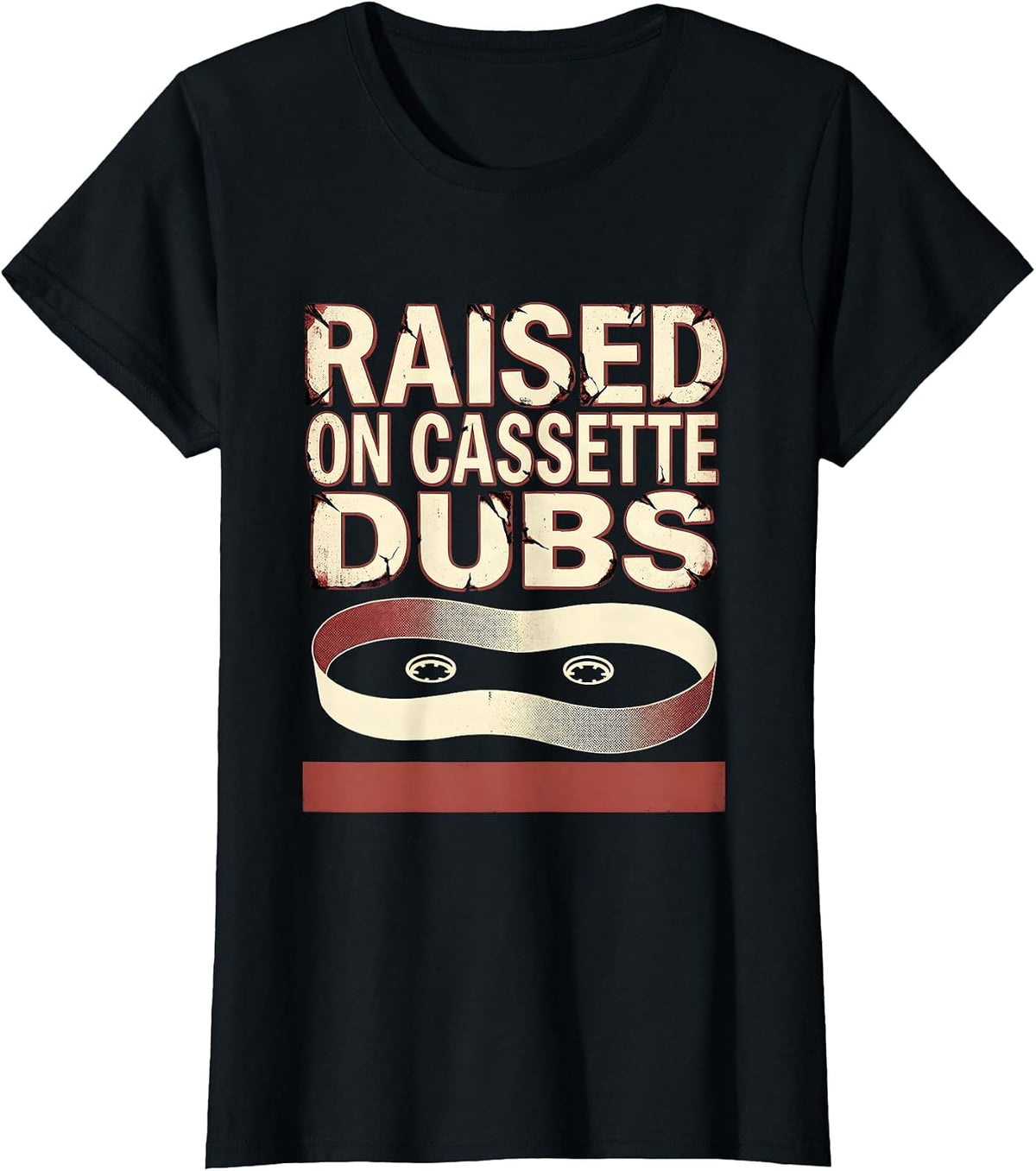 Raised On Cassette Dubs Vintage 90s Hip-Hop Rap Lyric T-Shirt - Black
