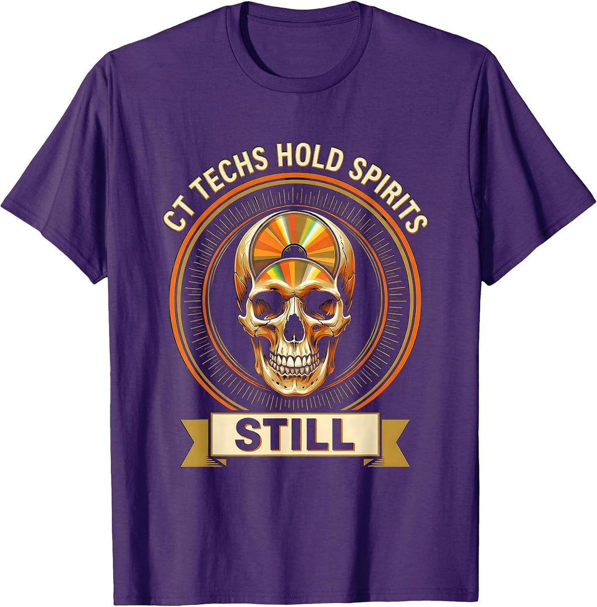 Men's CT Techs Hold Spirits Still Radiology Tech Halloween Humor T-Shirt - Purple