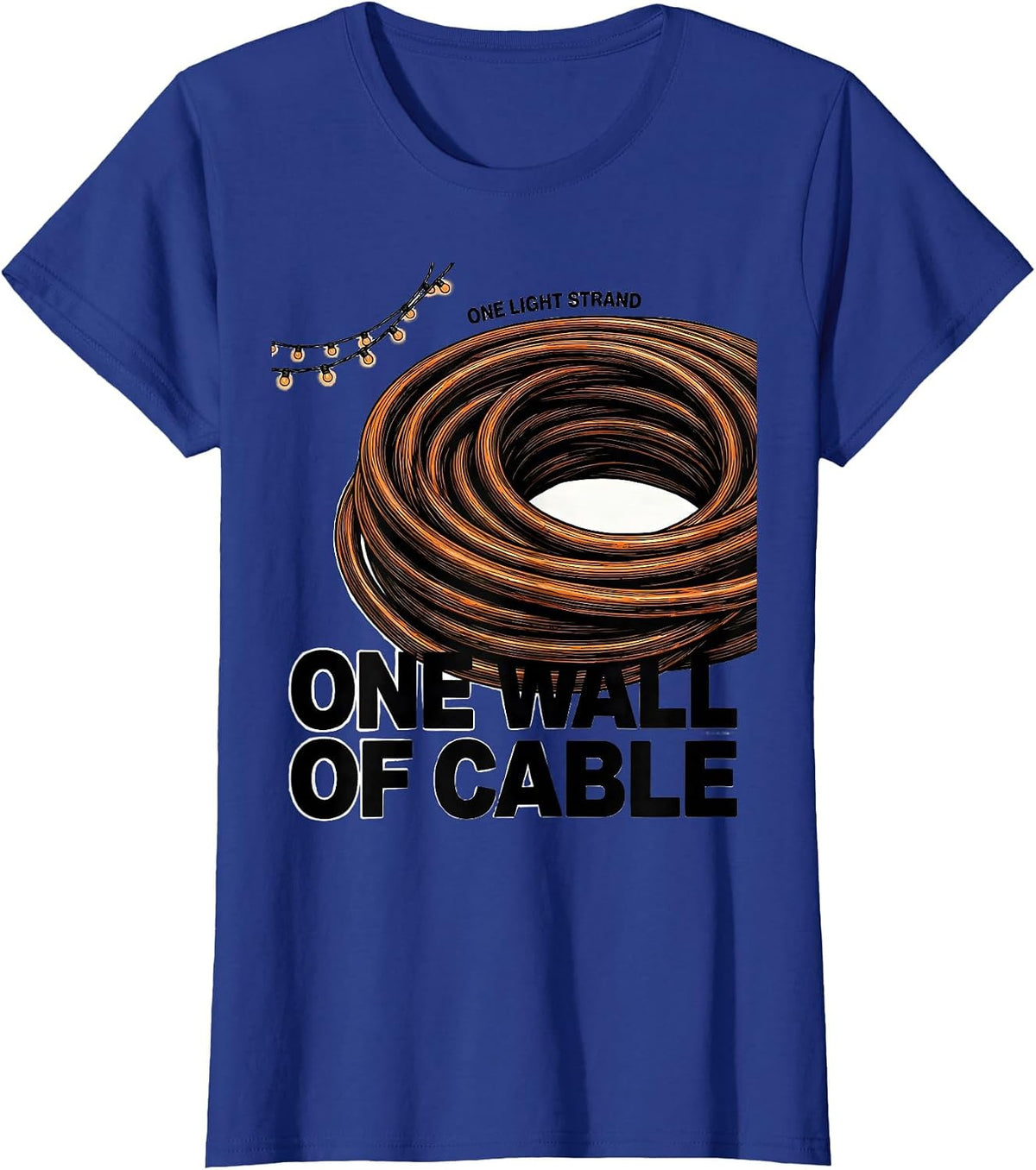 Women's One Light Strand One Wall Of Cable Brutalist Heavy Metal T-Shirt - Royal Blue