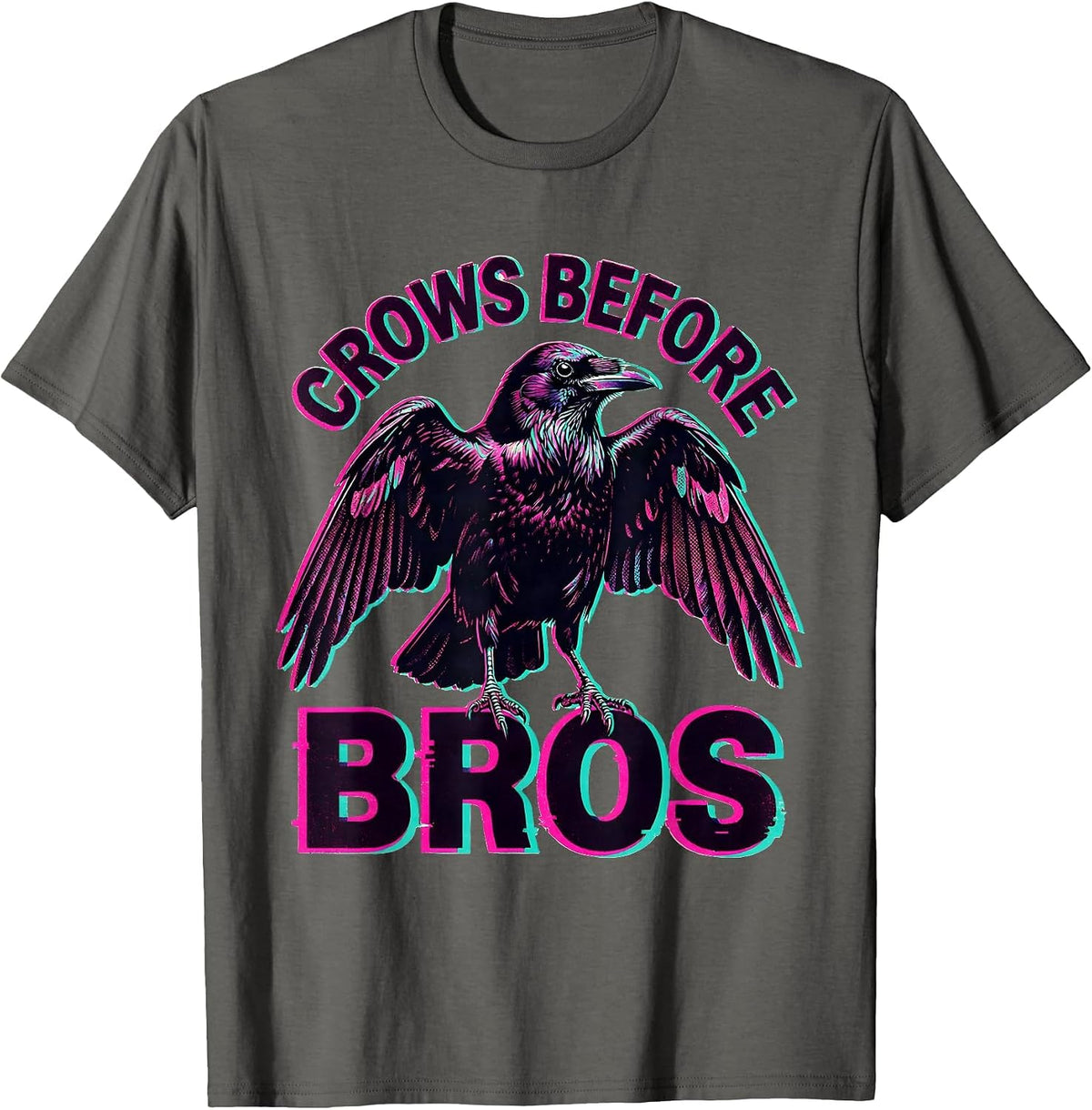 Men's Crows Before Bros Funny Bird Lover Design T-Shirt - Asphalt Grey