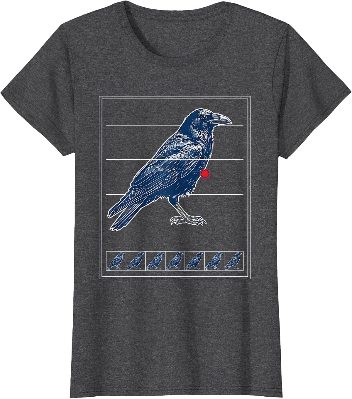 Women's Blueprint Crow Dark Humor Gothic Bird Lover T-Shirt - Dark Heather Grey