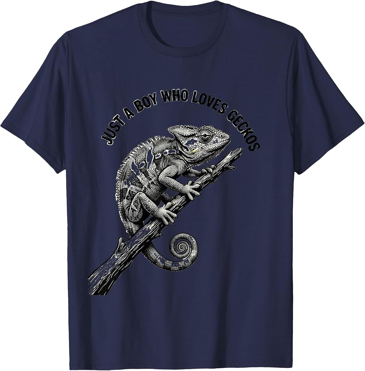 Men's Just A Boy Who Loves Geckos Funny Reptile Lover Humor T-Shirt - Navy Blue