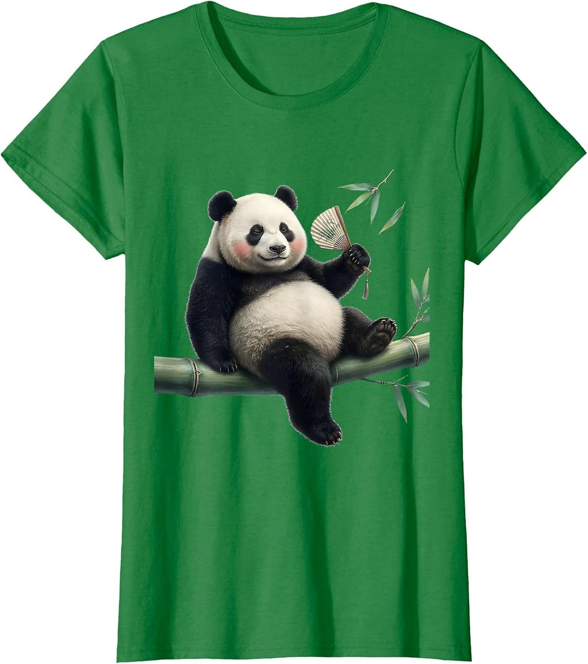 Panda Draped Over Bamboo Cute Kawaii Animal Lover Gift T-Shirt - Kelly Green