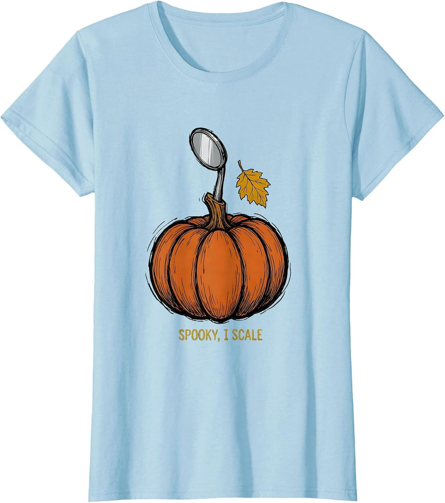 Women's Spooky I Scale Funny Dental Hygienist Halloween Fall Humor T-Shirt - Baby Blue